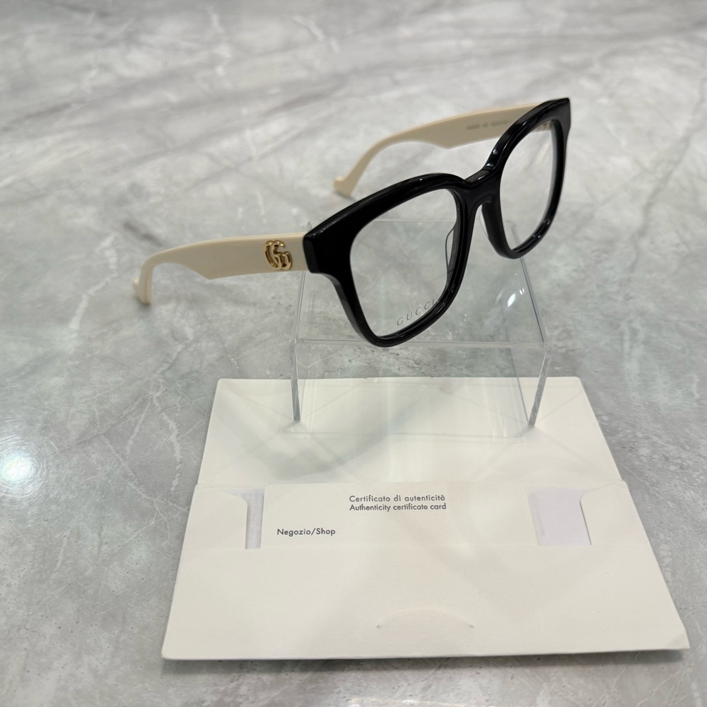 GUCCI GG0958O 005 Black White Women's 52 mm Medium Eyeglasses 100% authentic